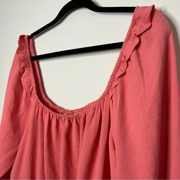 NINE WEST Peachy Squareneck Peplum Ruffle Peasant Blouse Top - Picture 3 of 7